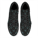 Black Cheshire Cat Pattern Print High Top Leather Sneakers