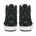Black Cheshire Cat Pattern Print High Top Leather Sneakers