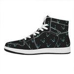 Black Cheshire Cat Pattern Print High Top Leather Sneakers