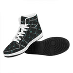 Black Cheshire Cat Pattern Print High Top Leather Sneakers