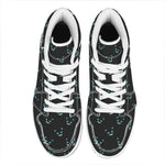 Black Cheshire Cat Pattern Print High Top Leather Sneakers
