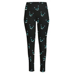 Black Cheshire Cat Pattern Print High-Waisted Pocket Leggings