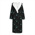 Black Cheshire Cat Pattern Print Hooded Bathrobe