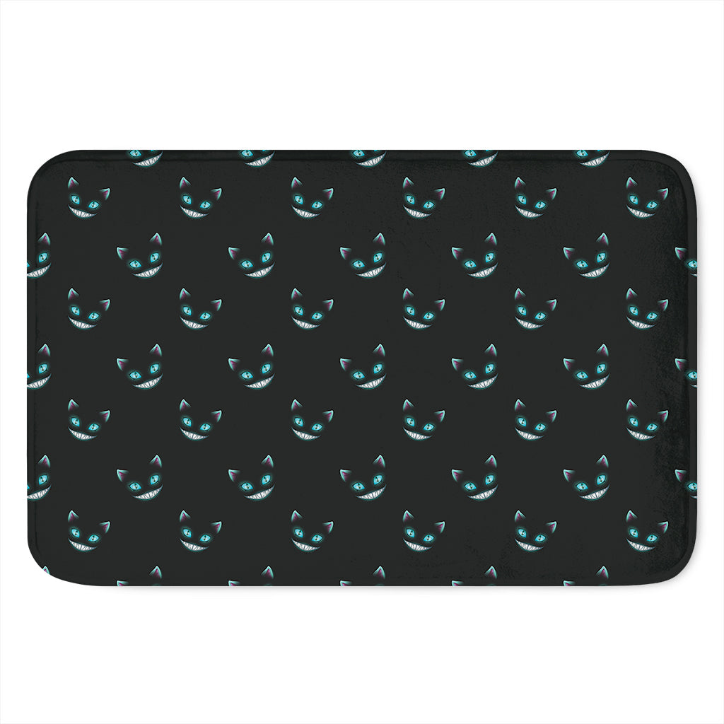 Black Cheshire Cat Pattern Print Indoor Door Mat