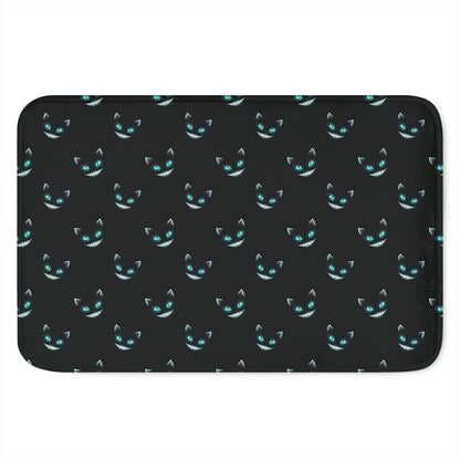 Black Cheshire Cat Pattern Print Indoor Door Mat