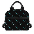 Black Cheshire Cat Pattern Print Insulated Lunch Bag