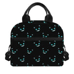 Black Cheshire Cat Pattern Print Insulated Lunch Bag