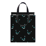 Black Cheshire Cat Pattern Print Insulated Lunch Tote