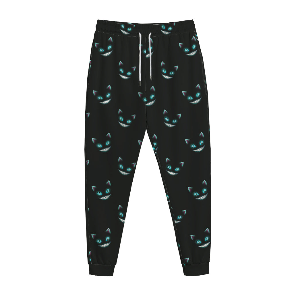 Black Cheshire Cat Pattern Print Jogger Pants