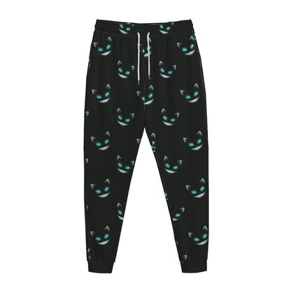 Black Cheshire Cat Pattern Print Jogger Pants