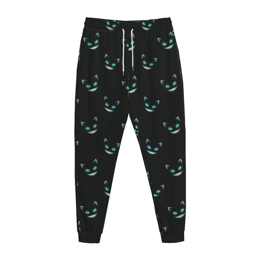 Black Cheshire Cat Pattern Print Jogger Pants