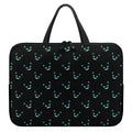 Black Cheshire Cat Pattern Print Laptop Sleeve With Handle