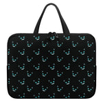 Black Cheshire Cat Pattern Print Laptop Sleeve With Handle