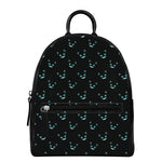 Black Cheshire Cat Pattern Print Leather Backpack