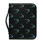 Black Cheshire Cat Pattern Print Leather Bible Cover
