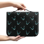Black Cheshire Cat Pattern Print Leather Bible Cover