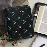 Black Cheshire Cat Pattern Print Leather Bible Cover