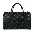 Black Cheshire Cat Pattern Print Leather Duffel Bag