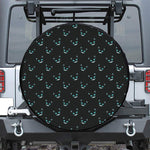 Black Cheshire Cat Pattern Print Leather Spare Tire Cover