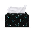 Black Cheshire Cat Pattern Print Leather Tissue Box Cover
