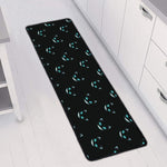 Black Cheshire Cat Pattern Print Long Kitchen Mat