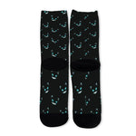 Black Cheshire Cat Pattern Print Long Socks