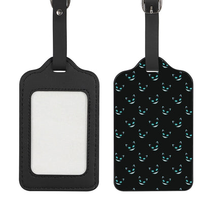 Black Cheshire Cat Pattern Print Luggage Tag