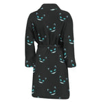 Black Cheshire Cat Pattern Print Men's Bathrobe