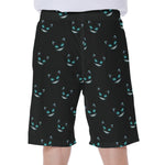 Black Cheshire Cat Pattern Print Men's Beach Shorts