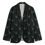 Black Cheshire Cat Pattern Print Men's Blazer