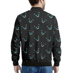 Black Cheshire Cat Pattern Print Men's Bomber Jacket
