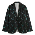 Black Cheshire Cat Pattern Print Men's Cotton Blazer