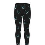 Black Cheshire Cat Pattern Print Men's leggings
