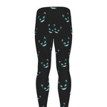 Black Cheshire Cat Pattern Print Men's leggings