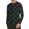 Black Cheshire Cat Pattern Print Men's Long Sleeve Rash Guard