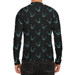 Black Cheshire Cat Pattern Print Men's Long Sleeve Rash Guard