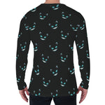 Black Cheshire Cat Pattern Print Men's Long Sleeve T-Shirt