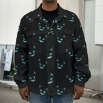 Black Cheshire Cat Pattern Print Men's Shirt Jacket