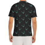 Black Cheshire Cat Pattern Print Men's Short Sleeve Rash Guard