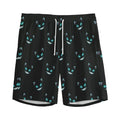 Black Cheshire Cat Pattern Print Men's Athletic Shorts