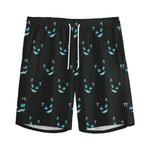 Black Cheshire Cat Pattern Print Men's Sports Shorts