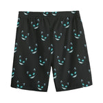 Black Cheshire Cat Pattern Print Men's Sports Shorts
