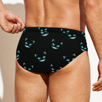 Black Cheshire Cat Pattern Print Men's Swim Briefs