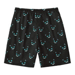 Black Cheshire Cat Pattern Print Men's Swim Trunks