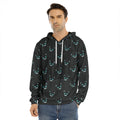 Black Cheshire Cat Pattern Print Men's Velvet Pullover Hoodie