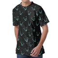 Black Cheshire Cat Pattern Print Men's Velvet T-Shirt