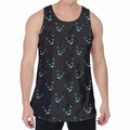 Black Cheshire Cat Pattern Print Men's Velvet Tank Top