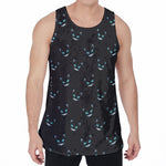 Black Cheshire Cat Pattern Print Men's Velvet Tank Top