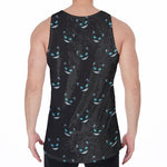 Black Cheshire Cat Pattern Print Men's Velvet Tank Top