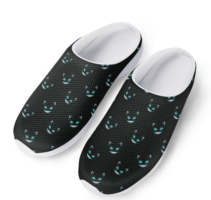 Black Cheshire Cat Pattern Print Mesh Casual Shoes